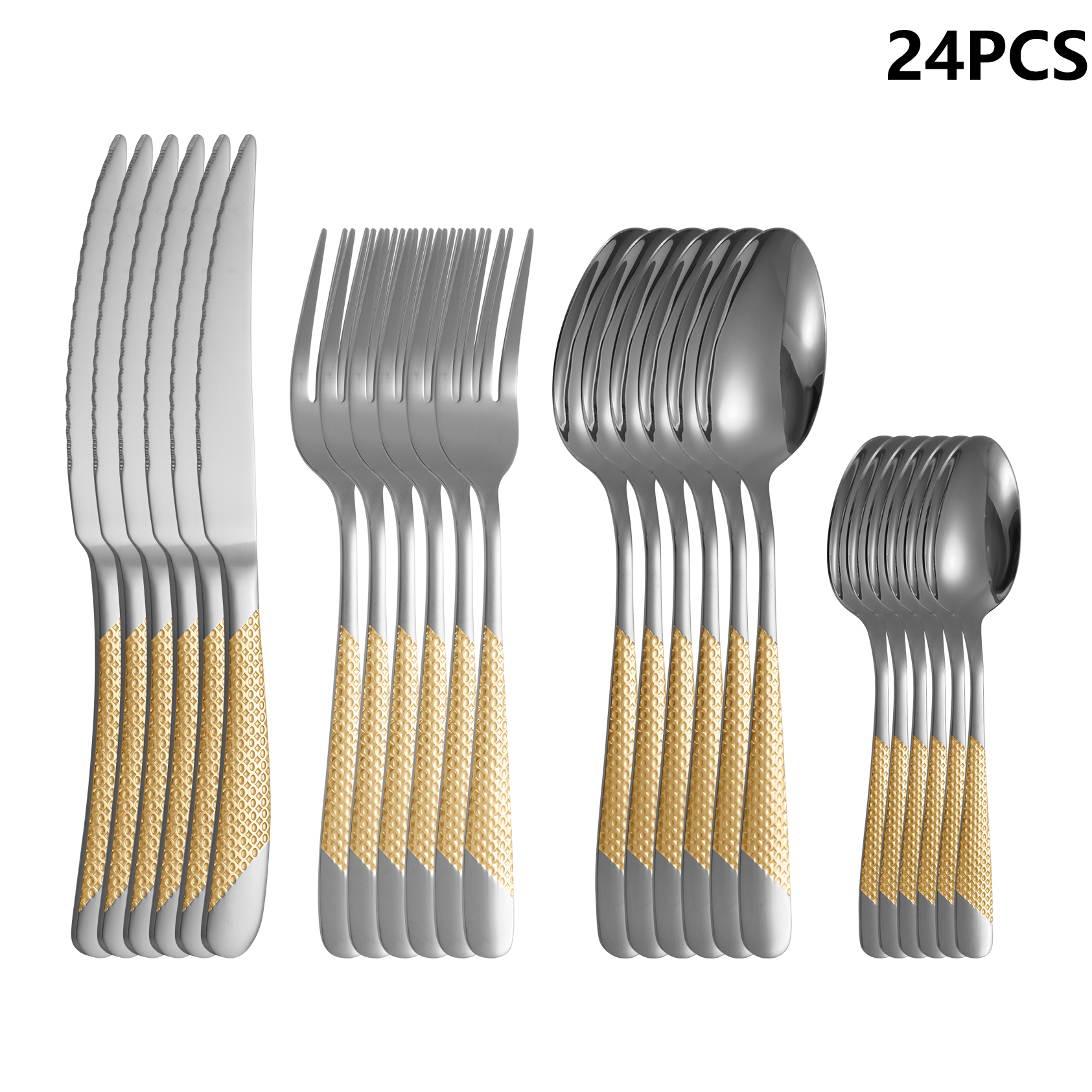 Gold Plated Cutlery - 4/6/16/24pcs Stainless steel cutlery set Star