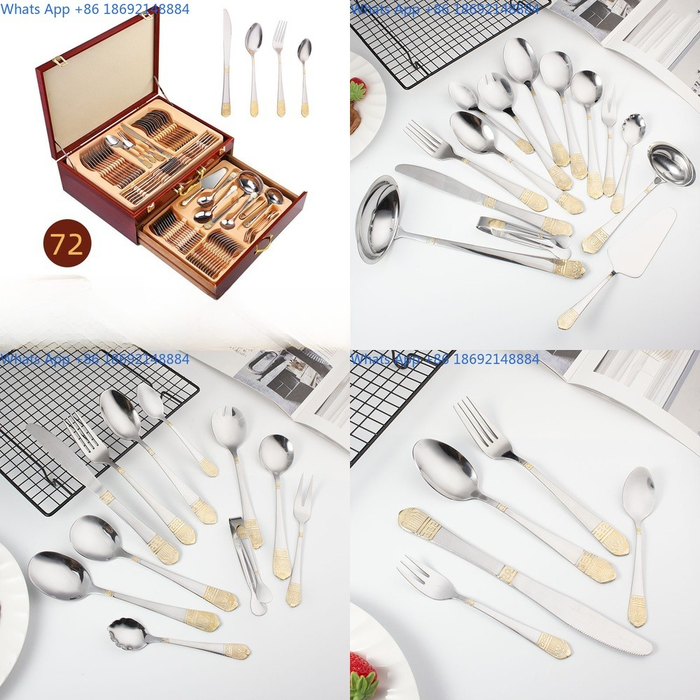 Gold Plated Cutlery - Stainless Steel Cutlery Set 72 Pcs