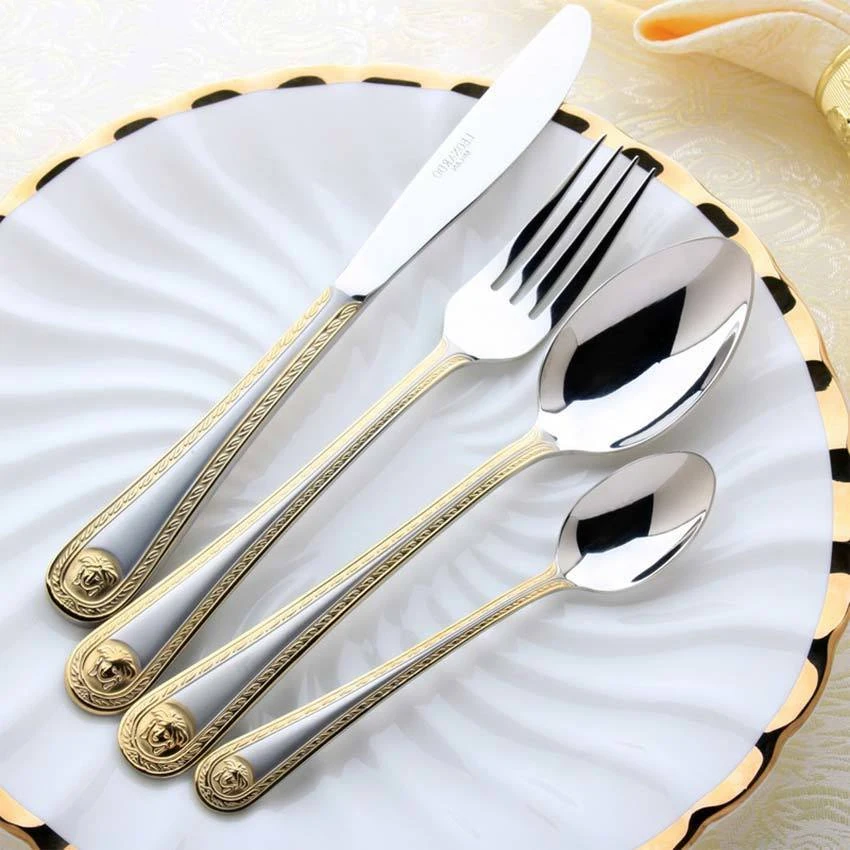 Gold Plated Cutlery - QL 4 pcs/set Vintage Western Gold