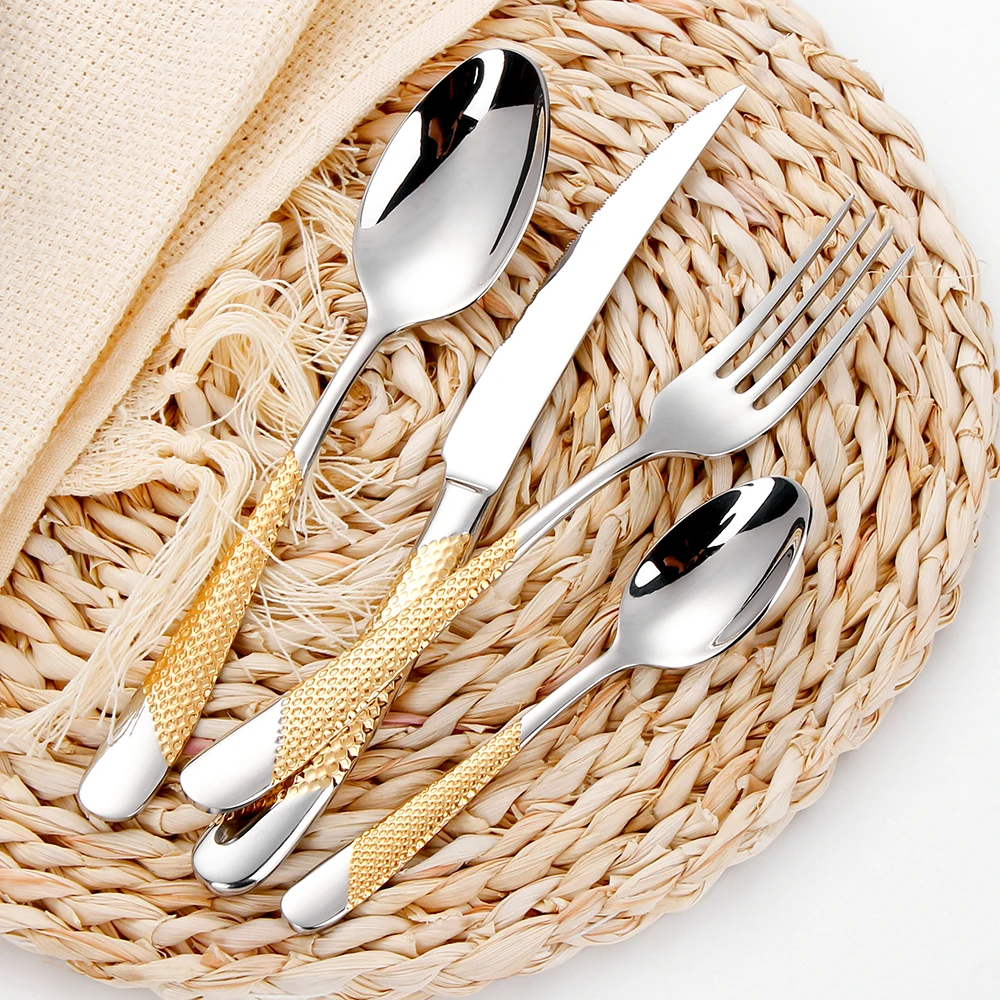 Gold Plated Cutlery - 4/8/16/20/24/28 Pcs Luxury Gold Plated Cutlery