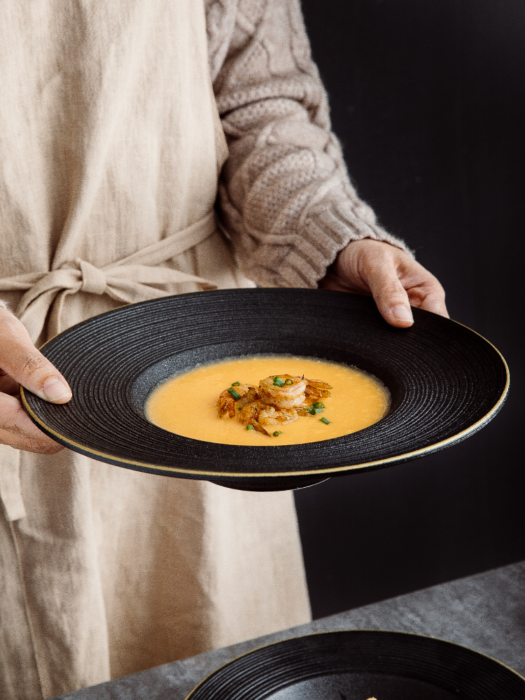 Gold Plated Cutlery - Modern Gold Plated Border Frosted Ceramic