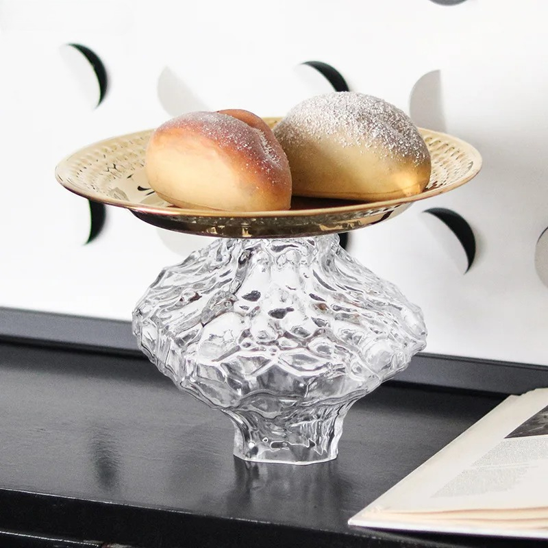 Gold Plated Cutlery - Wrinkle Glass Fruits Bowl Gold Plated