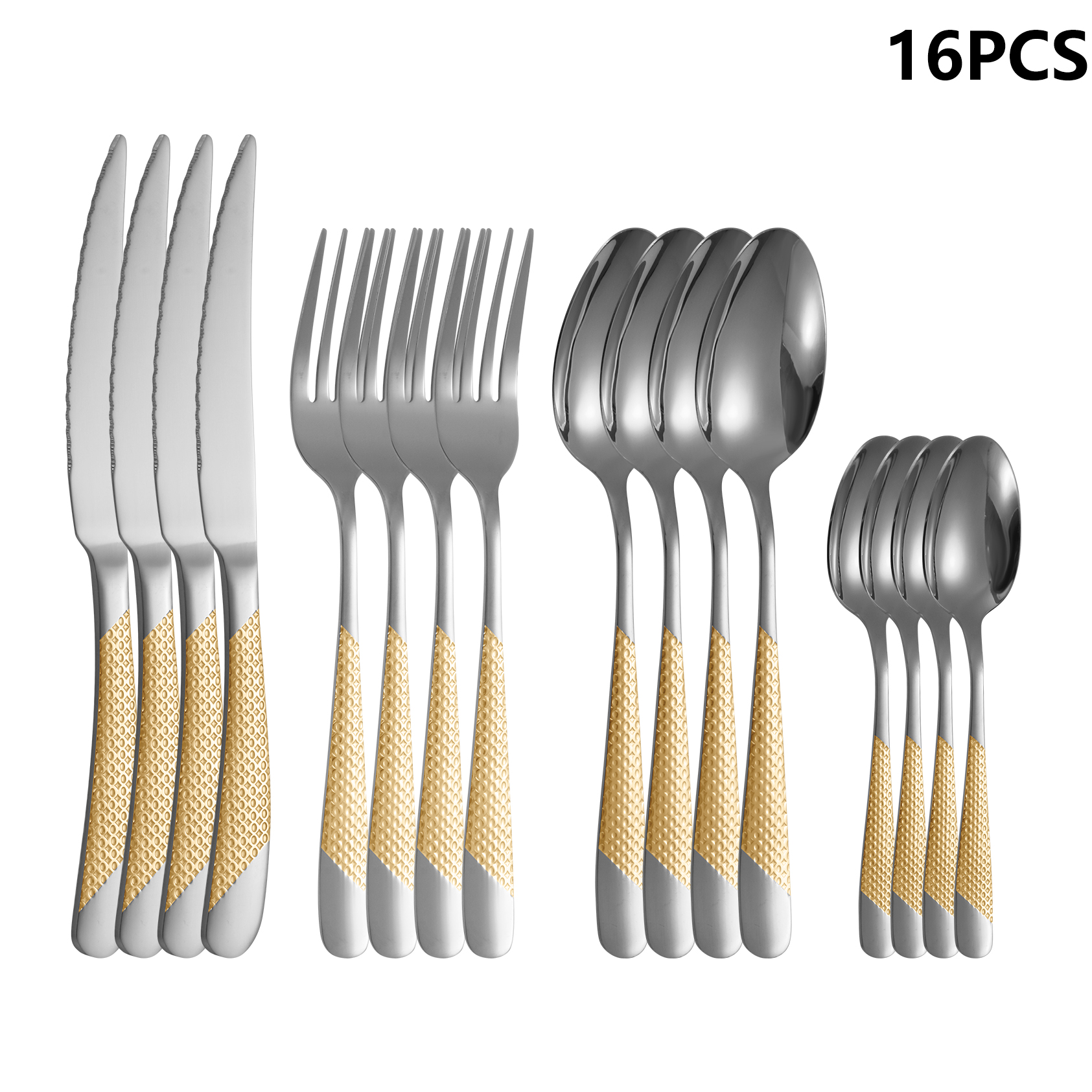 4/6/16/24pcs Stainless steel c - Gold Plated Cutlery recension och pris