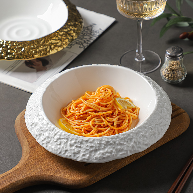 Creative Rock Pattern Ceramic  - Gold Plated Cutlery recension och pris