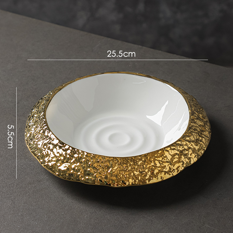 Creative Rock Pattern Ceramic  - Gold Plated Cutlery recension och pris