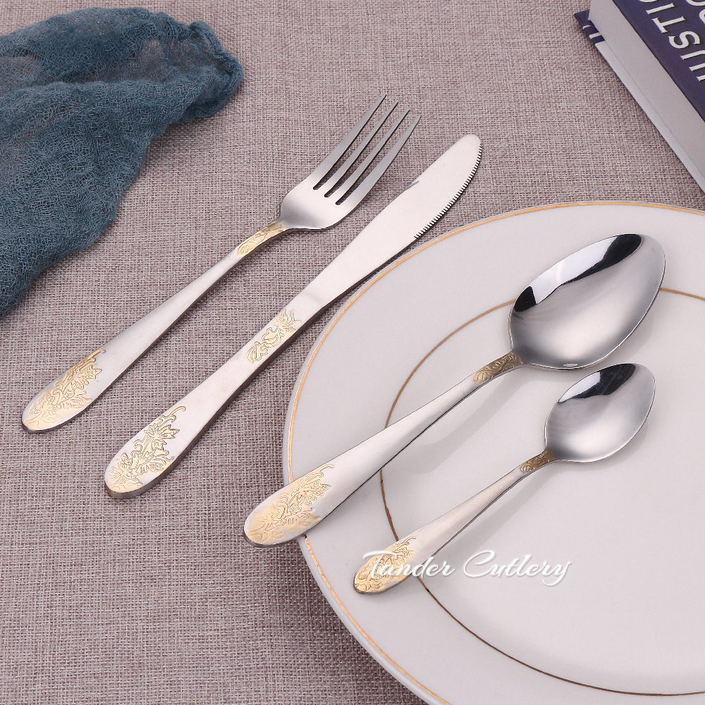 18Pcs Cutlery Set Stainless St - Gold Plated Cutlery recension och pris
