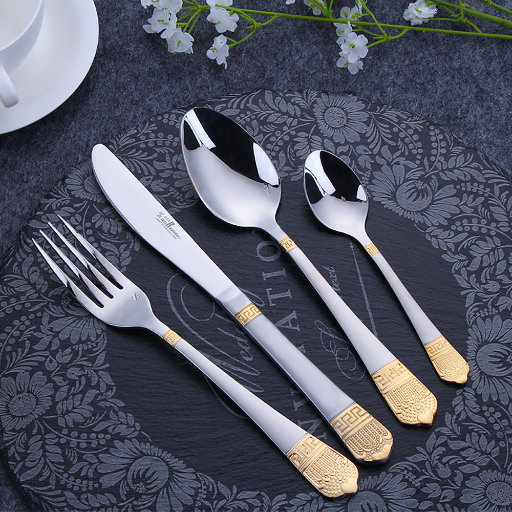 18Pcs Cutlery Set Stainless St - Gold Plated Cutlery recension och pris