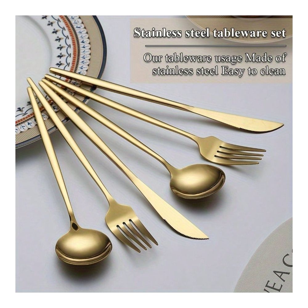 60pcs Gold Silverware Set, Tit - Gold Plated Cutlery recension och pris