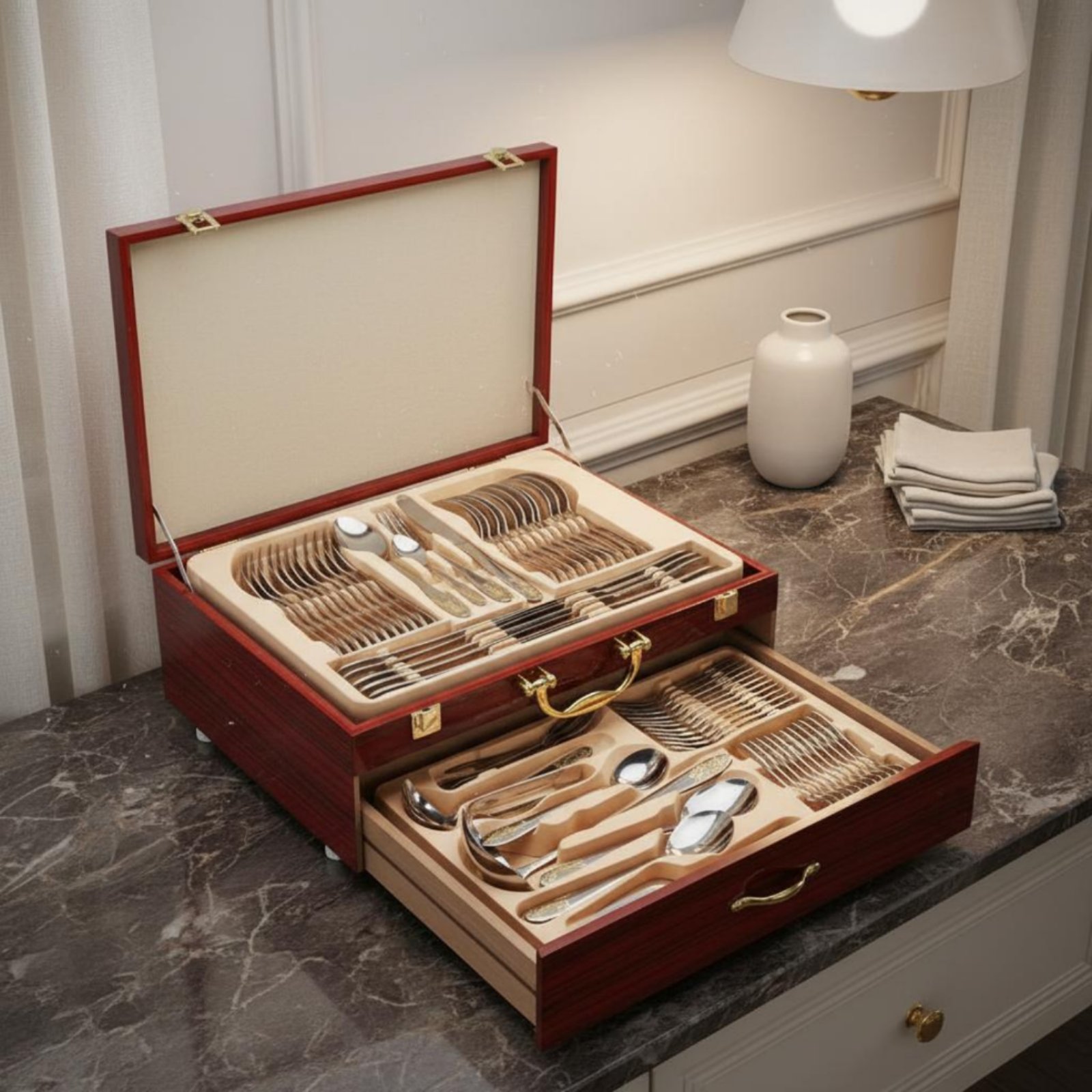 72 Pieces 72 Piece Cutlery Gif - Gold Plated Cutlery recension och pris