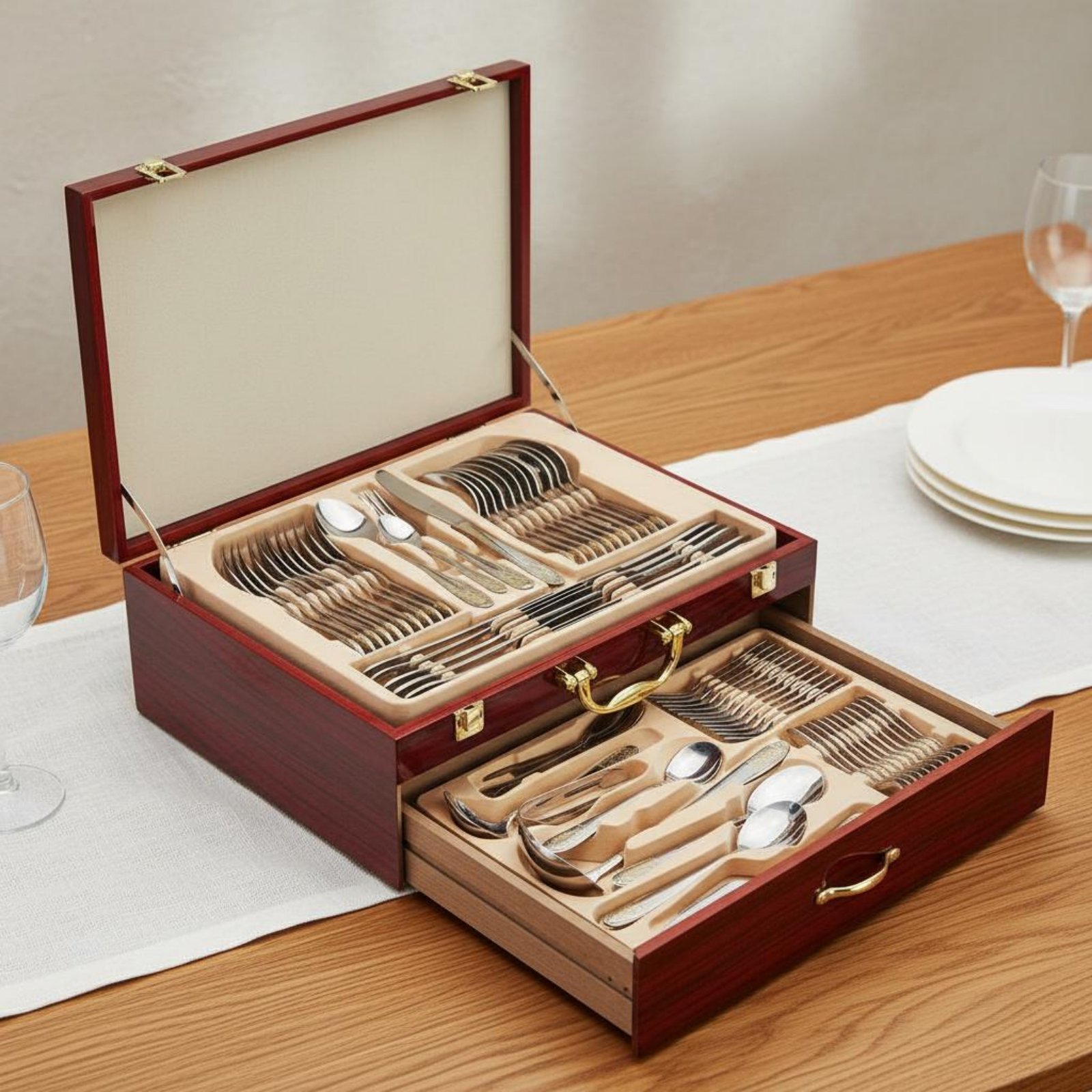 72 Pieces 72 Piece Cutlery Gif - Gold Plated Cutlery recension och pris
