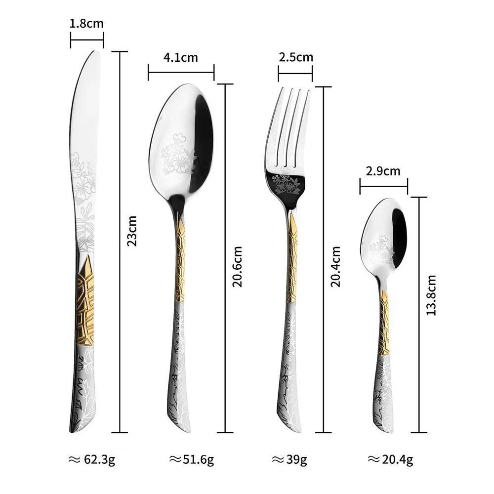 24Pcs Flatware Set Stainless S - Gold Plated Cutlery recension och pris