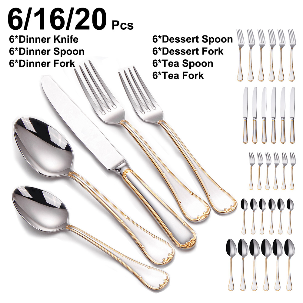6/16/20Pcs Gold Plated Cutlery - Gold Plated Cutlery recension och pris